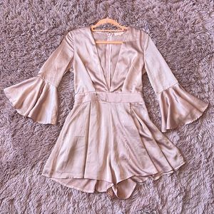satin pink flowy romper